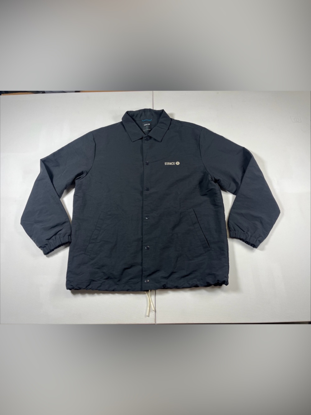 Stance Coaches Jacket Black Button Up Embroidered Pockets Men’s M